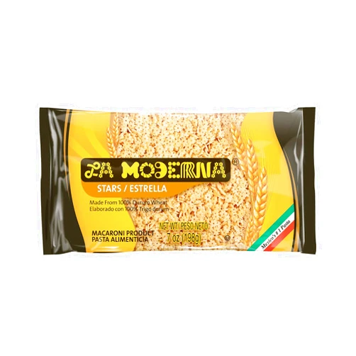 LA MODERNA, Estrella, Pasta, Hecha con Sémola de Trigo Durum, Enriquecida con Vitaminas y Hierro, 7 oz