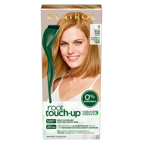 Clairol Root Touch-Up by Natural Instincts Permanent Hair Dye, 8 Medium Blonde Hair Color, Pack of 1