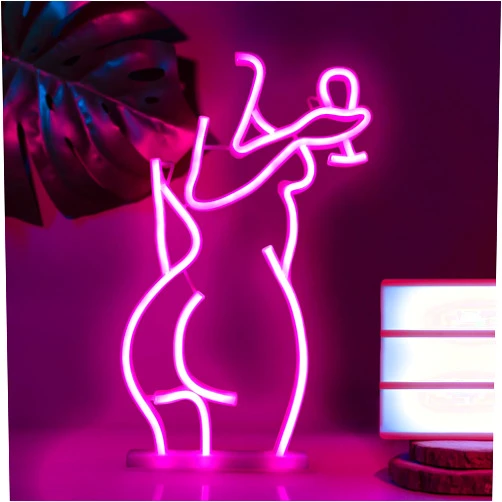 Qxahakoe Lady Back Neon Sign Woman Body Neon Sign, Lady Buttocks Neon Sign, USB Powered Sexy Lady Neon Lights, Aesthetic Pink Ass Line Art Neon Light for Bedroom Man Cave Bar Shop Logo Business Signs