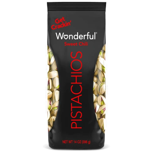 Wonderful Pistachios In Shell, Sweet Chili Flavored Nuts, 14 Ounce Bag, Protein Snacks, Gluten Free, Healthy Snack