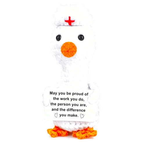 JoycuFF Nurse Mini Goose Positive Crochet Gift Thank You Nurse Week Emotional Gifts Nurses Day Handmade Goose Positive Support White Elephant Gift for Nurses, Stocking Stuffers for Women