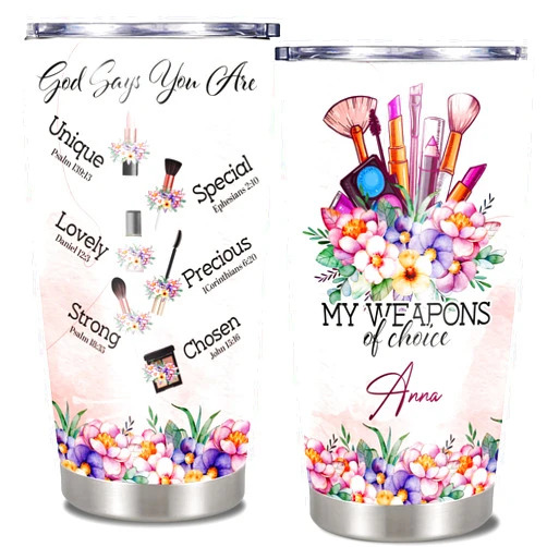 Dorris Personalized Makeup Artist Tumbler With Lid Insulated Cup Stainless Steel Travel Coffee Mug Cute Novelty Gift For Beauty Salon Owner Cosmetologist Women Cosmetician Esthetician