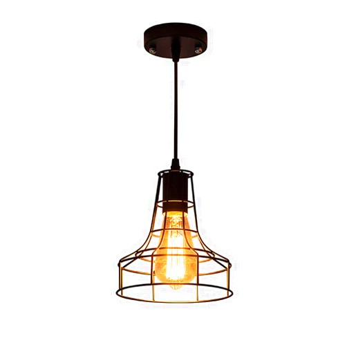 MTDYD Creative Iron Cage Chandelier, E27 Single Head Small Hanging Light, Ceiling Pendant Lamp, Cafe Bar Decoration Lighting Fixture, Adjustable Height