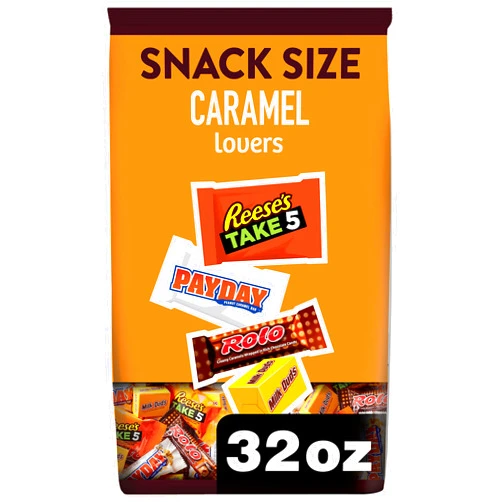 HERSHEY'S Hershey Assorted Caramel Flavored Snack Size, Candy Party Pack, 32.08 oz