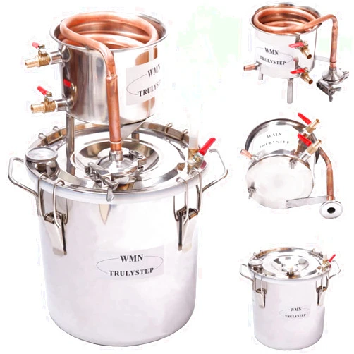 Fayelong DIY 2 Gal 10 Liters Home Distiller Moonshine Alcohol Still Stainless Boiler Copper Thumper Keg