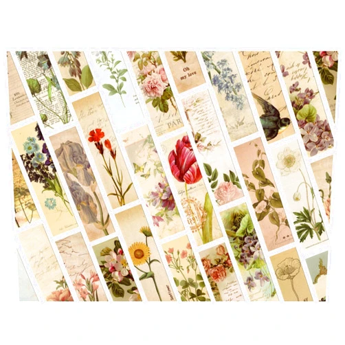 PengtoMeng 30 Pcs Vintage Aesthetic Natural Floral Paper Bookmarks (Voice Flowers)