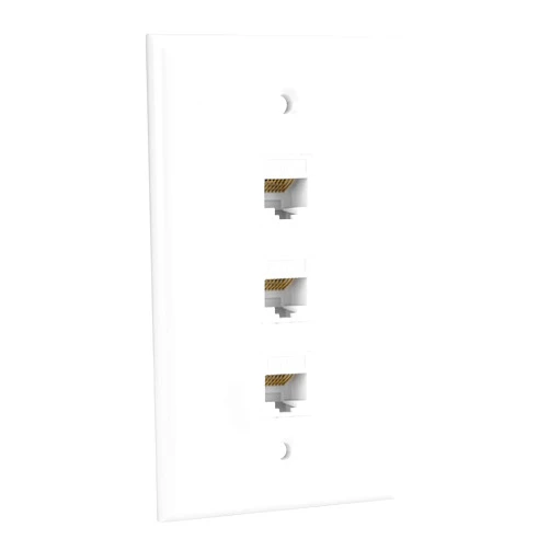 RICNOS Ethernet Wall Plate, 3 Port Cat6 Female to Female Wall Jack Network RJ45 Keystone wall Outlet