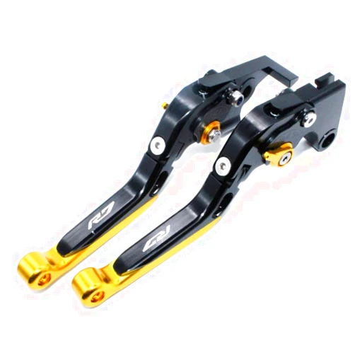 PM-5693 Black Gold Motorcycle Aluminum Extendable Folding Adjustable Brake Clutch Levers Extension Compatible With Yamaha YZF R7 2021 2022 2023