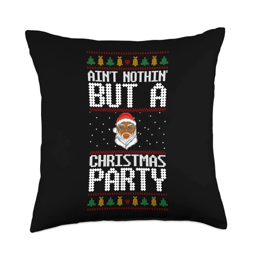 Black Afro Santa Melanin Black Santas Matter Xmas Funny Ugly Christmas Party Black African American Santa Pun Throw Pillow, 18x18, Multicolor