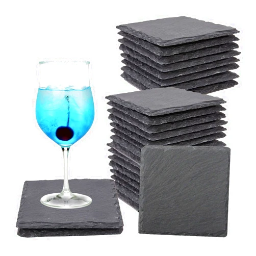 Cakocaco 40 Slate Drink Coaster Engraving Blanks - Square Shapes for Versatile Use,Natural and Rustic Look