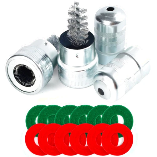 LotFancy Battery Terminal Cleaners (2 pcs), Plus 12 pcs Battery Terminal Anti-Corrosion Fiber Washers (6 Red & 6 Green) for Car Marine Battery