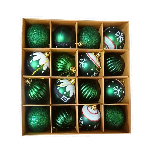 LEKEJIA Green Christmas Balls 16ct 2.36”Christmas Tree Decoration, Shatterproof Plastic Decorative St. Patrick's Day Ball Ornaments Exquisite Designs (Green)