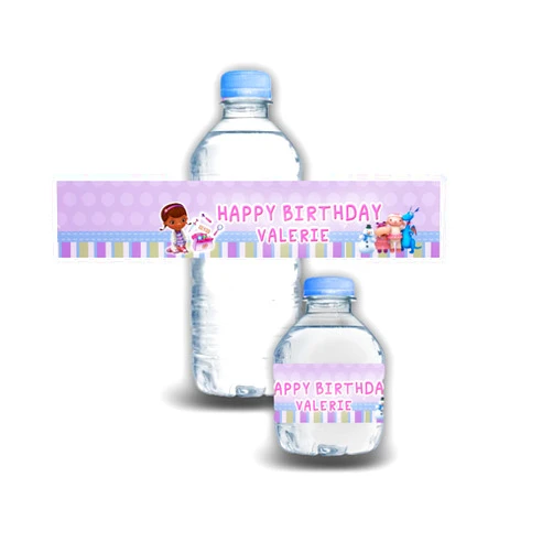 Joyful Kids Decor Kids Bottle Water Waterproof Stickers - Customizable - 12Pack (Doc Mcstufin)
