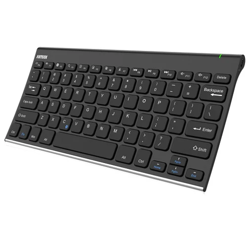 Arteck Bluetooth Keyboard, Stainless Steel Universal Portable Wireless Bluetooth Keyboard for iOS iPad 10.2-inch, Air, Pro, Mini, Android, Windows Tablets PC Smartphone Built in Rechargeable Battery