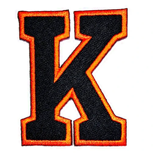 PARITA Alphabets Numbers Patch PARITA 2.4 INCH. Orange Black Letter K Iron on Embroidered Patch English Alphabet Letters A to Z Patch Supplies for Jacket Bags Jeans Backpack DIY Craft (K)