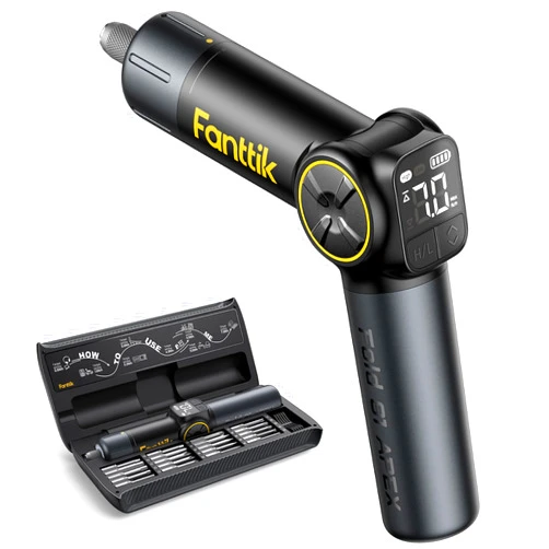 Fanttik S1 APEX Electric Screwdriver, Pivot Handle Screwdriver, Max 7N.m High Torque, 2 Speed Options, 1/4''Hex, Screen Interaction, Tech Tool for DIY Enthusiasts-Deluxe Edition