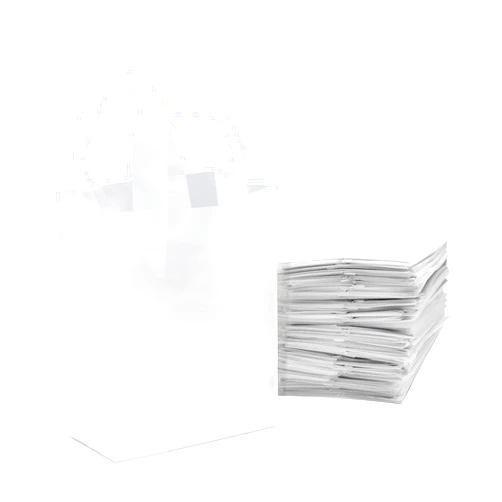 Prime Line Packaging 8x4x10 50 Pack Small Frosted White Clear Bags, Plastic Bags with Handles, Shopping Bags for Small Business, Merchandise Bags Bulk
