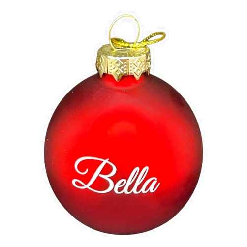Tucker's Trinkets And Treasures Personalized Christmas Ornament, 2.36 inch Round Glass Ball, Red or Gold with Custom Name