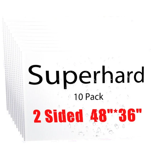 ONEXIZ 10 Pack 36 x 48 Inches Corrugated Plastic Sign Waterproof Blank Board Sheets White Double Sided Poster Board for, Indoor Outdoor Use, DIY Projects Guidepost Decorations