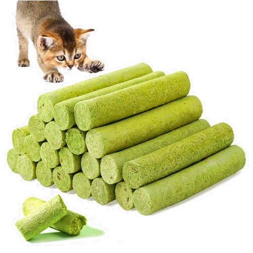 HavenJanny 100g Cat Grass Teething Stick for Cat, Natural Dried Cat Grass Treats Dental Snacks for Cats, Edible Cat Chew Toys for Teeth Cleaning and Hairball Removal, Cheer up