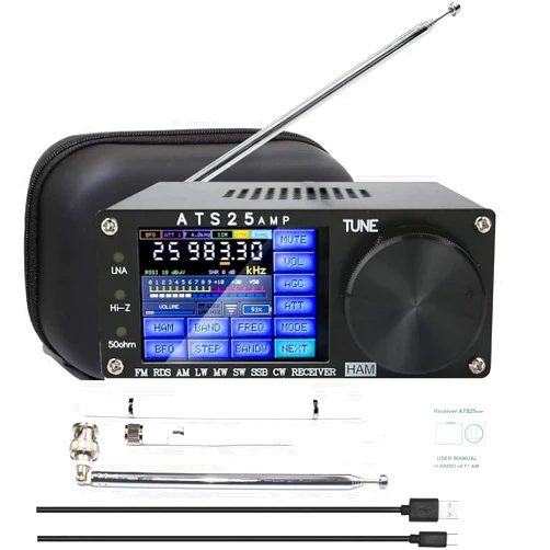 GOOZEEZOO Si4732 ATS25 AMP Portable Shortwave Radio Receiver, GOOZEEZOO V4.17 Full Band Radio Receiver Adds CW, RTTY Decoding Function WiFi Function FM LW AM SSB DIGI CW RDS (with EVA Bag)