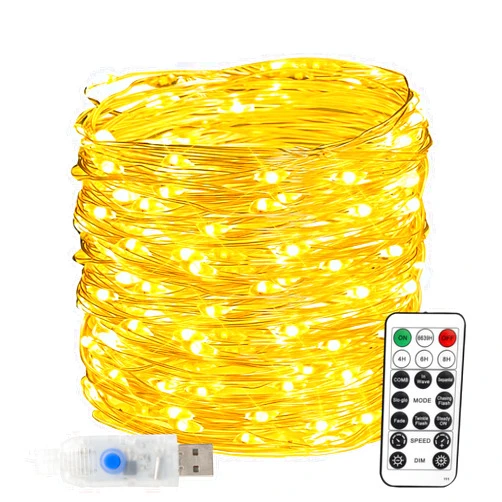 TW SHINE 66 FT 200 LED Fairy Lights for Bedroom Warm White, USB Waterproof Christmas String Lights with Remote Timer, 8 Modes Copper Wire for Indoor Outdoor Party Tree Wedding Yard Decorations