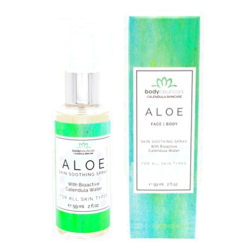 Bodyceuticals Aloe Skin Soothing Spray For Face + Body - Bioactive Calendula Water + Aloe - Refreshing Hydration Suitable For All Skin Types - Non-GMO, Vegan, Wheat-Free, Gluten-Free, Soy-Free - 2oz