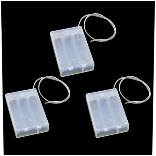 Bxian 3PCS 69x48x18mm Transparent 3 AA Regular Battery Box with Wire and Switch for DIY Electric Toy and String Light