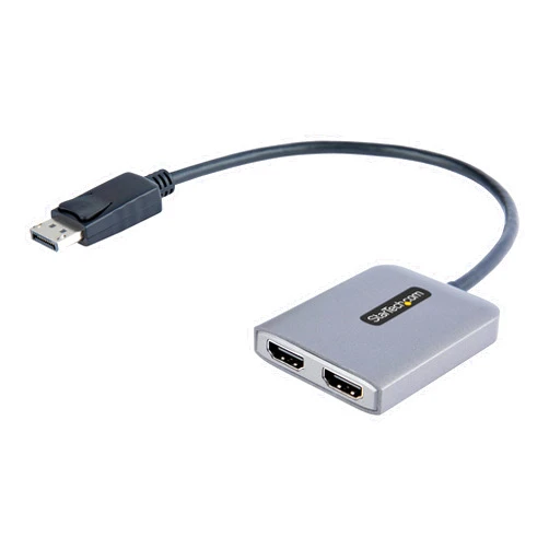 StarTech.com DP to Dual HDMI MST HUB - Dual HDMI 4K 60Hz - DisplayPort Multi Monitor Adapter with 1ft / 30cm Cable - DP 1.4 Multi Stream Transport Hub, DSC | HBR3 - DP to HDMI Splitter (MST14DP122HD)