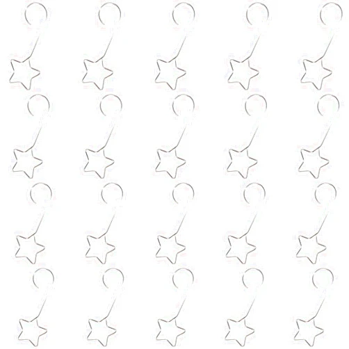 Mini Skater Star Shape Christmas Ornaments Hooks Metal Xmas Ornaments Hangers for Hanging Ornaments Christmas Tree Decoration, 20Pcs (Silver, 2