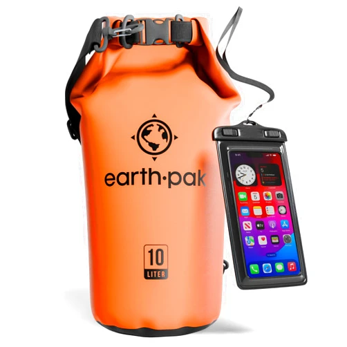 Earth Pak Waterproof Dry Bag - Roll Top Waterproof Backpack Sack Keeps Gear Dry for Kayak with Waterproof Phone Case