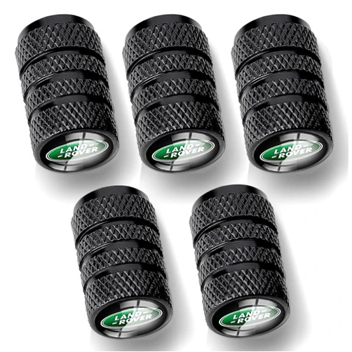 Jzlhdy 5pcs tire Valve stem caps, Metal auto tire Protective Valve Cap, for Land Rover LR2 LR3 LR4 Range Rover Sport Defender Discovery Sport LR4 All Models Wheel Cap,Car Tyre Parts，LH-Black