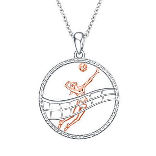 CRMAD Volleyball Gifts Necklace for Players Sterling Silver Abalone Shell/Crystal Sport Inspirational Jewelry for Women