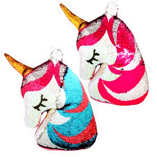 Forest & Twelfth Kids Reversible Flip Sequin Pillow that Changes Color 16” Unicorn Shaped Stuffed Animal, Bedroom Decor| Birthday & Christmas Gift for Girls, Toddlers & Teens | Large Plush, Boost Creativity & Imagination