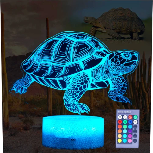 POSSHE Tortoise Gifts for Men, Turtle Night Light with Remote Control, 16 Colors Changing, RGB Flashing Mode, Timer, Dimmable, Tortoise Gifts Stuff for Men Christmas Decor