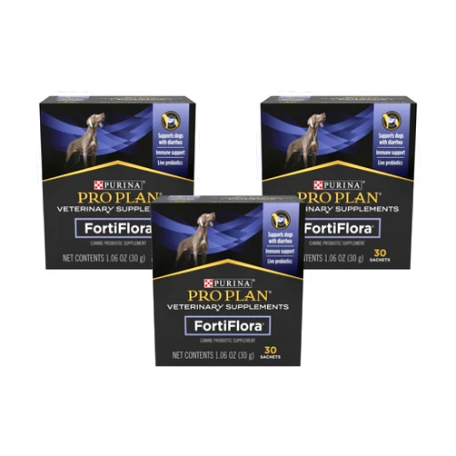 Fortiflora Purina Pro Plan Veterinary Supplements FortiFlora Dog Probiotic Supplement, Canine Nutritional Supplement 30 Ct. Box (Pack of 3)