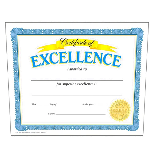 Trend Enterprises Trend Certificate of Excellence Classic Certificates, 30 CT (T-11301)