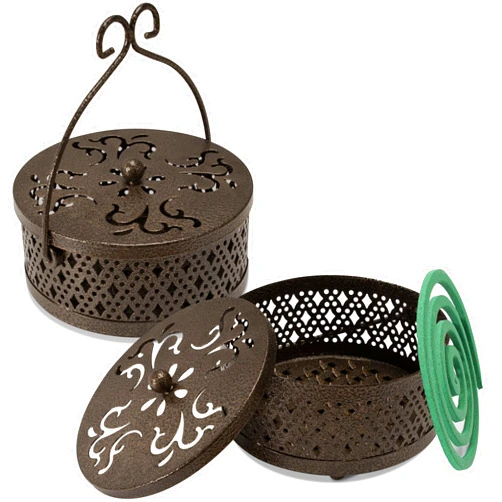 MyLifeUNIT Mosquito Coil Holder, 2 Pack Retro Portable Mosquito Incense Burner for Home and Camping (Brown)