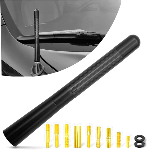 NTNEV 4.7 Inch Short Automotive Antenna, Car Radio Antenna Mast Carbon Fiber, Vehicle Replacement Short Antenna, AM/FM Radio Compatibility, Car Wash Safe, Universal Fit