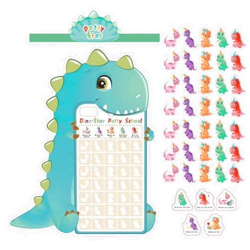RGISHOP Potty Training Chart for Toddlers Dinosaur Magnetic Design Potty Chart with 35 Stickers Crown for Boys Potty Training Reward Kids 16.33