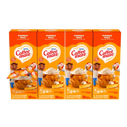 Coffee Mate Nestle Coffee mate Coffee Creamer, Pumpkin Spice, Liquid Creamer Singles, Non Dairy, No Refrigeration, 0.375 fl oz Tubs (Pack of 200)