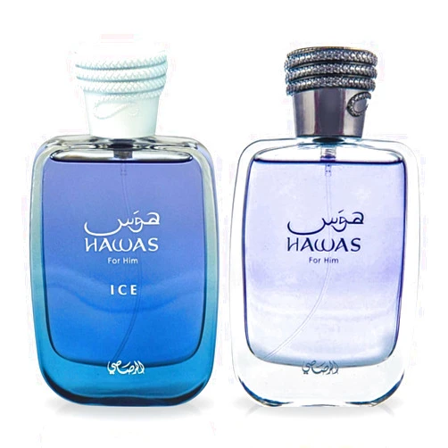 RASASI Hawas & Hawas Ice - For Him EDP Sprays 100ML (3.4 OZ) Long Lasting, Refreshing, Aquatic, Luxurious Masculine Scents. (Value Pack)
