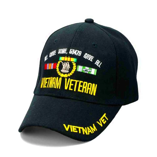 VetFriends.com Vietnam Veteran Hat All Gave Some 58,479 Gave All with Service Ribbons & Vietnam Vet on Bill Adjustable Cap VetFriends.com Black