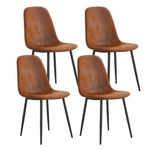KNAMOTL Modern Dining Chairs Set of 4, Velvet Mid-Century Dining Room Chairs with Metal Legs, Elegant Upholstered Accent Chair for Dining Room, Restaurant, Cafe Kitchen, Living Room (Brown)