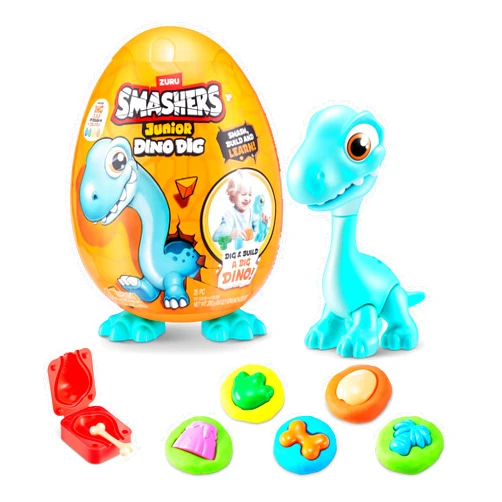 ZURU SMASHERS Smashers Junior Dino Dig Large Egg (Brontosaur) by ZURU 18+ Surprises Compounds Mold Dinosaur Preschool Toys Build Construct Sensory Play for Kids 18 Months - 3 Years