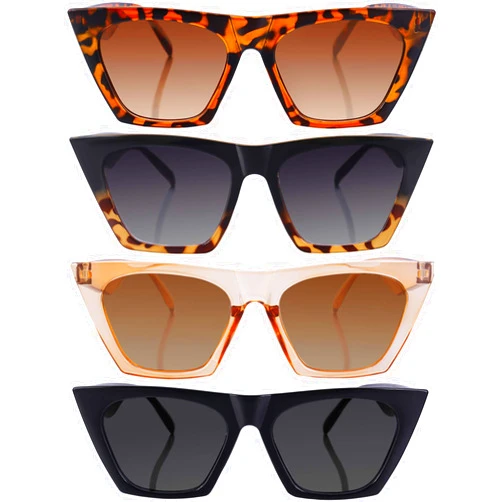 Weewooday 4 Pairs Vintage Square Cat Eye Sunglasses Retro Cat Eye Sunglasses Trendy Mirrored Glasses for Women and Men 2024