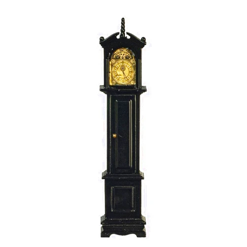 Melody Jane Dolls Houses Dollhouse Black Victorian Grandfather Clock with Finial Hall Furniture 1:12