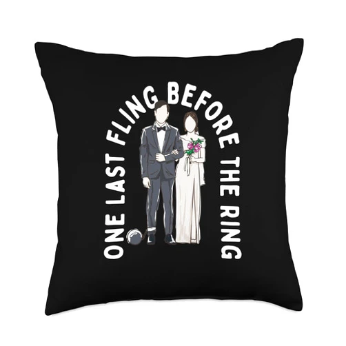 Witty Bride and Groom Naughty Memes One Last Fling Before The Ring Funny Wedding Humor Throw Pillow, 18x18, Multicolor