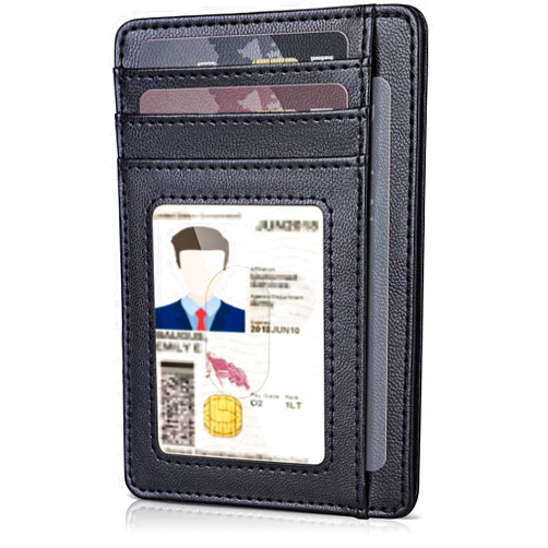 Teskyer Slim Wallet for Men, Minimalist Front Pocket RFID Blocking Leather Wallet Credit Card Holder for Men & Women