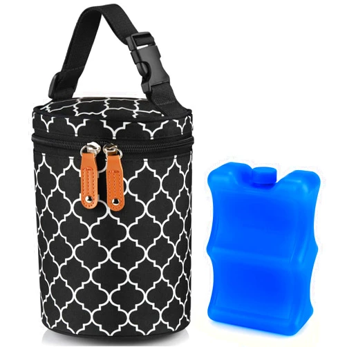 Accmor Breastmilk Cooler Bag with Ice Pack, Insulated Baby Bottle Cooler Tote Bags, Baby Bottle Warmer Cooler Bag, Baby Bottle Bag Great for Nursing Mom Daycare, Black